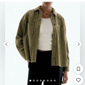 Zara Green Corduroy Utility Jacket